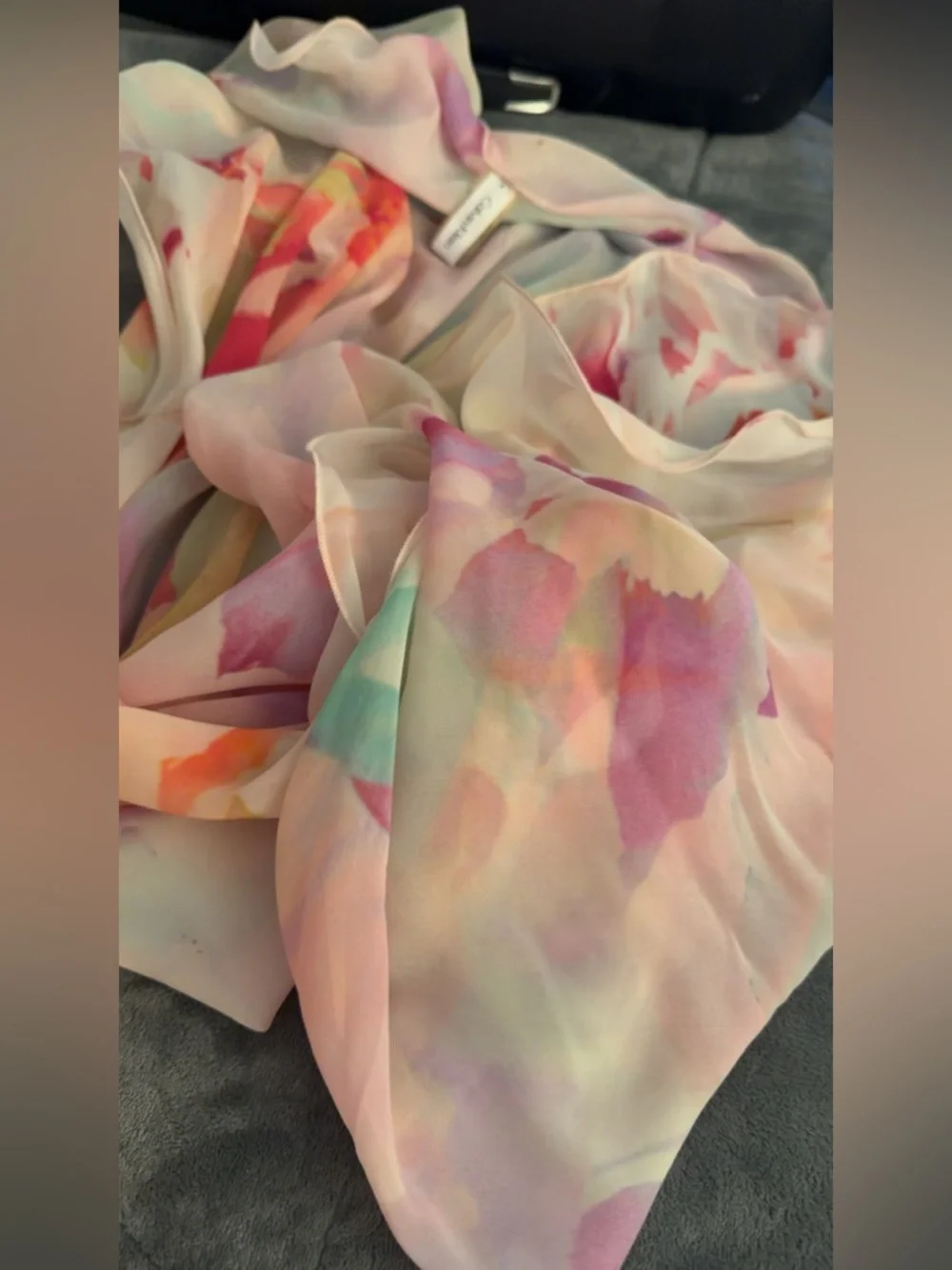 Calvin Klein Watercolor Pastel Chiffon Scarf - Multicolor